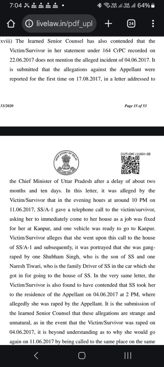 दिल्ली हाई कोर्ट ने कुलदीप सिंह सेंगर की सजा को निलंबित करने का फैसला बहुत ही तकनीकी कानूनी आधार और तथ्यात्मक बिंदुओं पर लिया है। कोर्ट ने माना कि निचली अदालत और CBI ने कानून की व्याख्या और सबूतों को समझने में गंभीर चूक की है।

1. मोबाइल फोन का रहस्य (गिरना vs. मिलना)