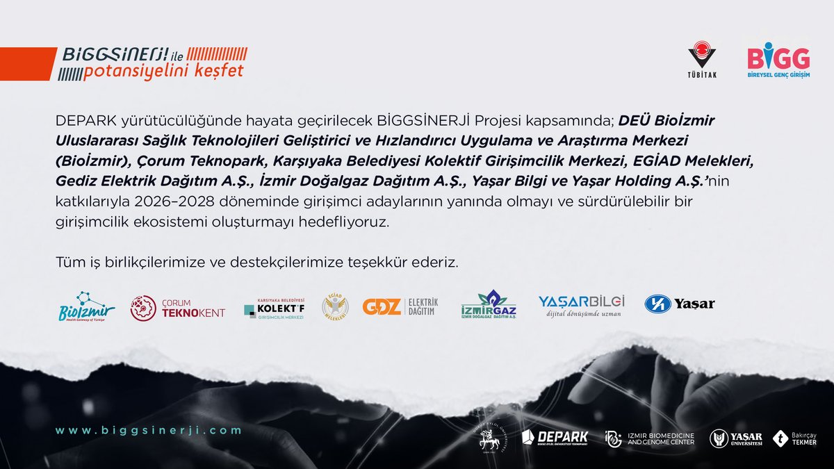 TÜBİTAK BiGG Yatırım Programı’nın Yeni Uygulayıcı Kuruluşları Açıklandı!

DEPARK yürütücülüğünde; BİGGSinerji Projesi , TÜBİTAK BiGG Programı kapsamında desteklenmeye hak kazanan 35 projeden biri olmuştur. 🎉👏

@tubitak @universitemdeu <a href="/biggsinerji/">Biggsinerji</a>