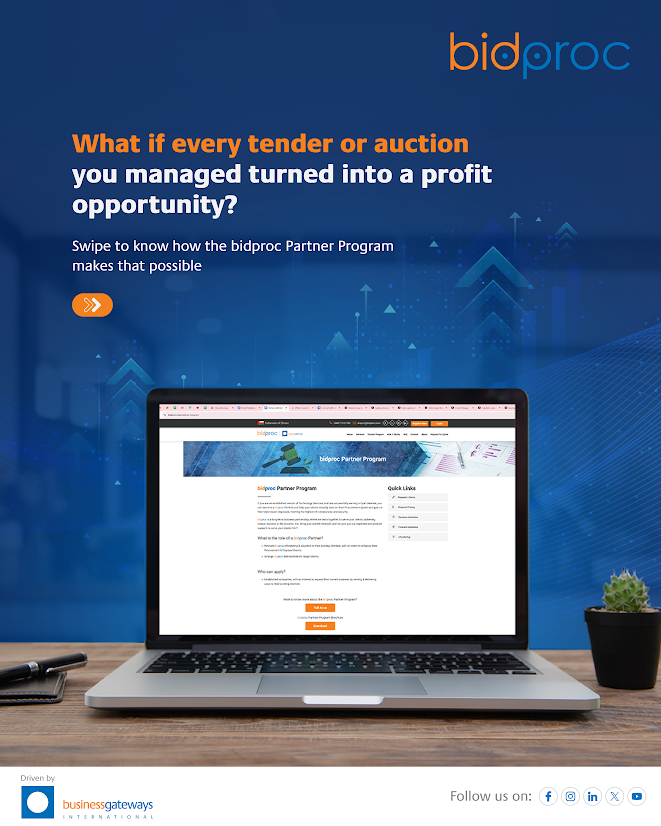 bidprocInsights's tweet photo. Turn every tender into an opportunity. The bidproc Partner Program helps businesses drive digital procurement, expand networks, and deliver real client impact. 

#DigitalProcurement #eTendering #eAuctions #ProcurementPartners #bidproc https://t.co/PDqpUJirvC