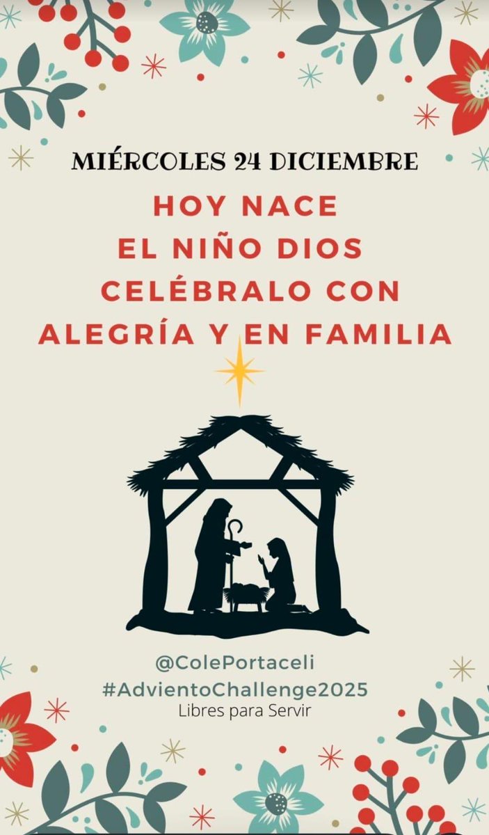 #Portaceli25 Seguimos con el Adviento 2025 ¿Te apuntas?

Cada día una actividad que nos ayude a vivir el Adviento más conscientes y comprometidos.

🕯️#AdvientoChallenge2025 #LibresParaServir