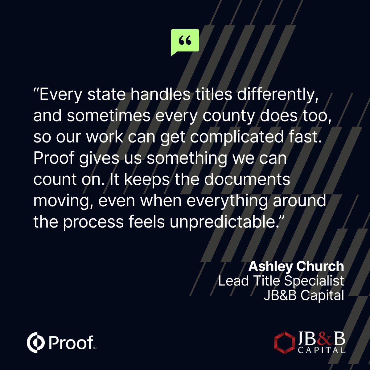 proof's tweet image. Title workflows vary by state and even by county. Proof gives JB&amp;amp;B Capital a steady process they can rely on. Notarized docs return in minutes, and deals keep moving.

👉 Read the case study: hubs.la/Q03YtfkV0