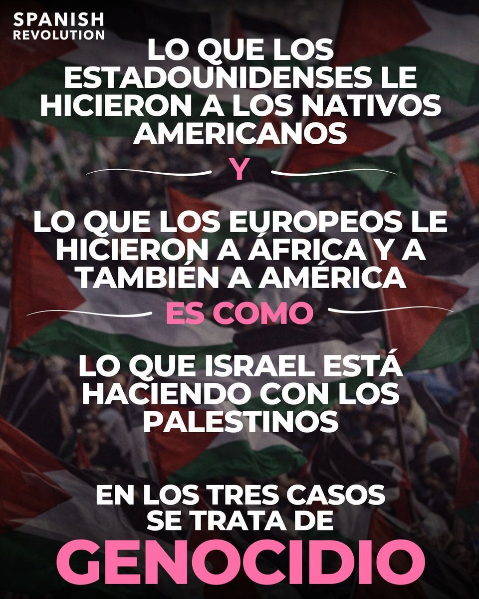 Spanish_Revo's tweet image. A los pueblos originarios se les llamó “salvajes”.
A África se la llamó “territorio a civilizar”.
A Palestina se la llama “problema de seguridad”.

Distintos nombres para la misma violencia. 

Únete a nuestro proyecto informativo: donorbox.org/aliadas