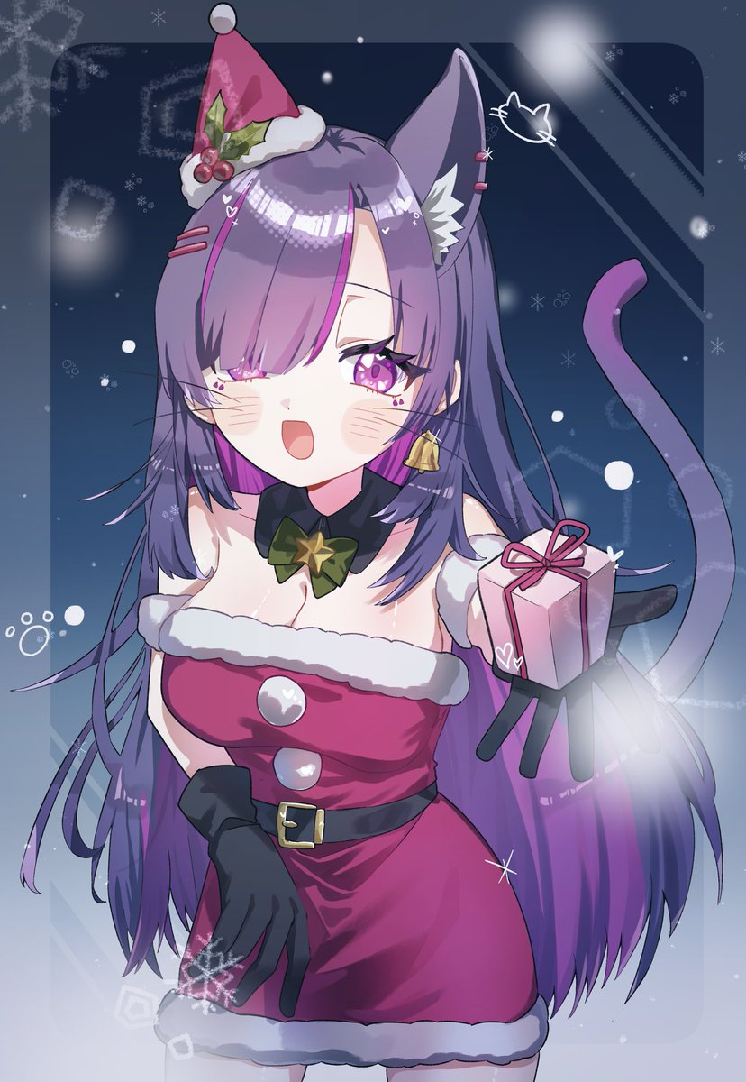 WAKKA 新品　未使用品　クリスマス　猫　紫 WAKKA 新品 未使用品 クリスマス 猫 紫