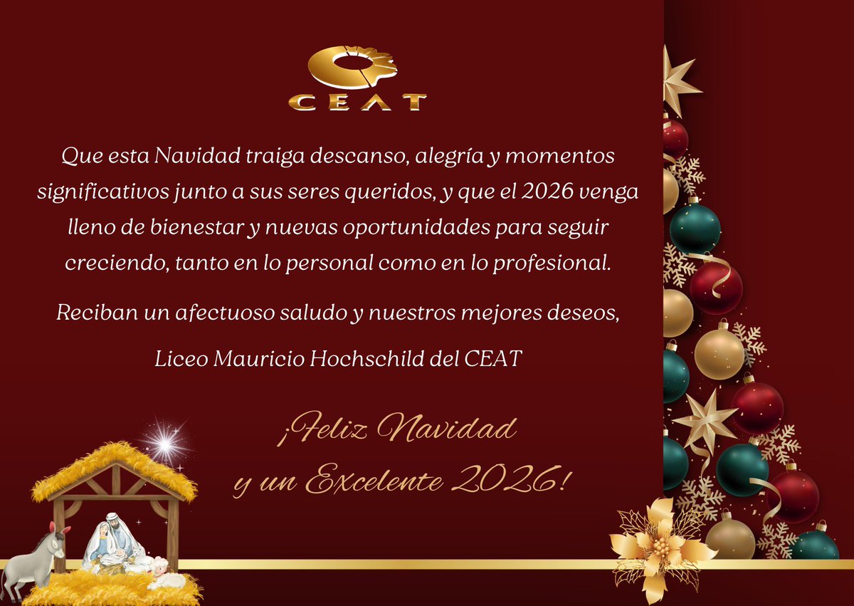 Que la magia de esta 𝗡𝗮𝘃𝗶𝗱𝗮𝗱 🎄 ilumine sus hogares con 𝙖𝙢𝙤𝙧, 𝙥𝙖𝙯 𝙮 𝙛𝙚𝙡𝙞𝙘𝙞𝙙𝙖𝙙, y que el 𝗔ñ𝗼 𝗡𝘂𝗲𝘃𝗼 𝟮𝟬𝟮𝟲🌟 sea una oportunidad para seguir creciendo juntos.