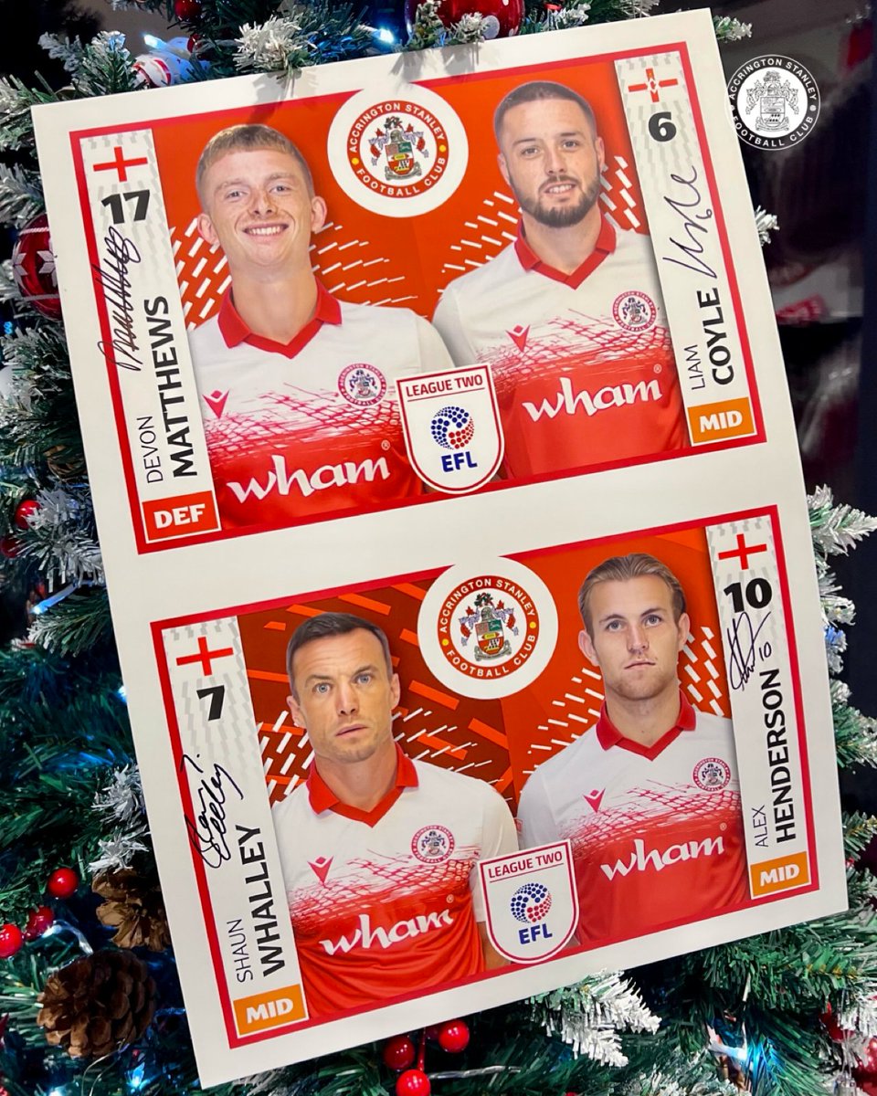 🎁 Thanks to the <a href="/EFL/">EFL</a> and <a href="/OfficialPanini/">Panini UK & Ireland</a>, #asfc are giving a signed A3 2025/26 Official Sticker - featuring Devon Matthews, Liam Coyle, Shaun Whalley, and Alex Henderson!

To enter - please:

🔘 Follow <a href="/ASFCofficial/">Accrington Stanley</a>.

🔘 Repost this post.

#AD | #IndustryAndPrudenceConquer