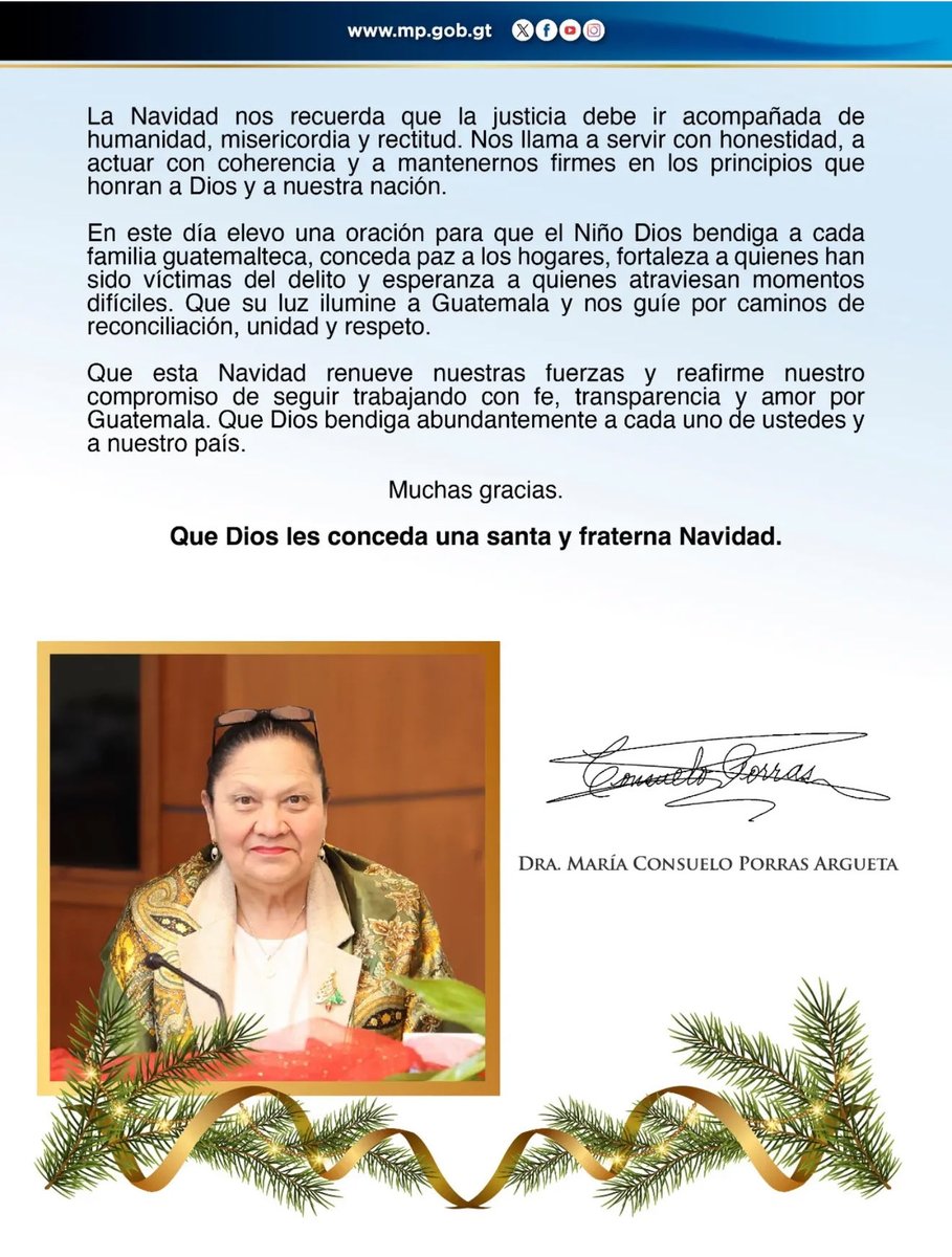 No hay mensaje navideño que oculte la persecución judicial, el exilio forzado ni el uso del Ministerio Público como instrumento de venganza. La justicia con humanidad se practica todos los días; no se proclama en discursos ni en postales.