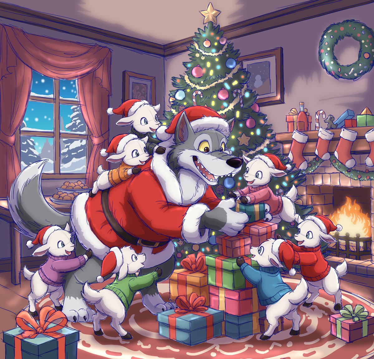 Happy Holidays!
オオカミと七匹の子ヤギ達でホリデーシーズン～
この物語が、皆様に笑顔を届けてくれますように。
The Wolf and the Seven Little Goats: A Holiday Story.
Hope this holiday story brings a smile to your face.