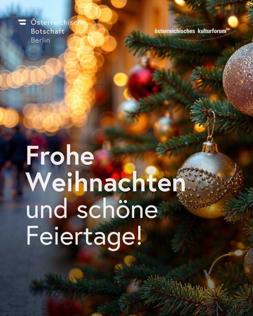 ✨Das gesamte #TeamÖsterreichBerlin wünscht frohe Weihnachten und schöne Feiertage! 🎄🌟

<a href="/MFA_Austria/">MFA Austria</a> #FroheWeihnachten #BesinnlicheFeiertage #Festtagsgrüße #Weihnachten2025