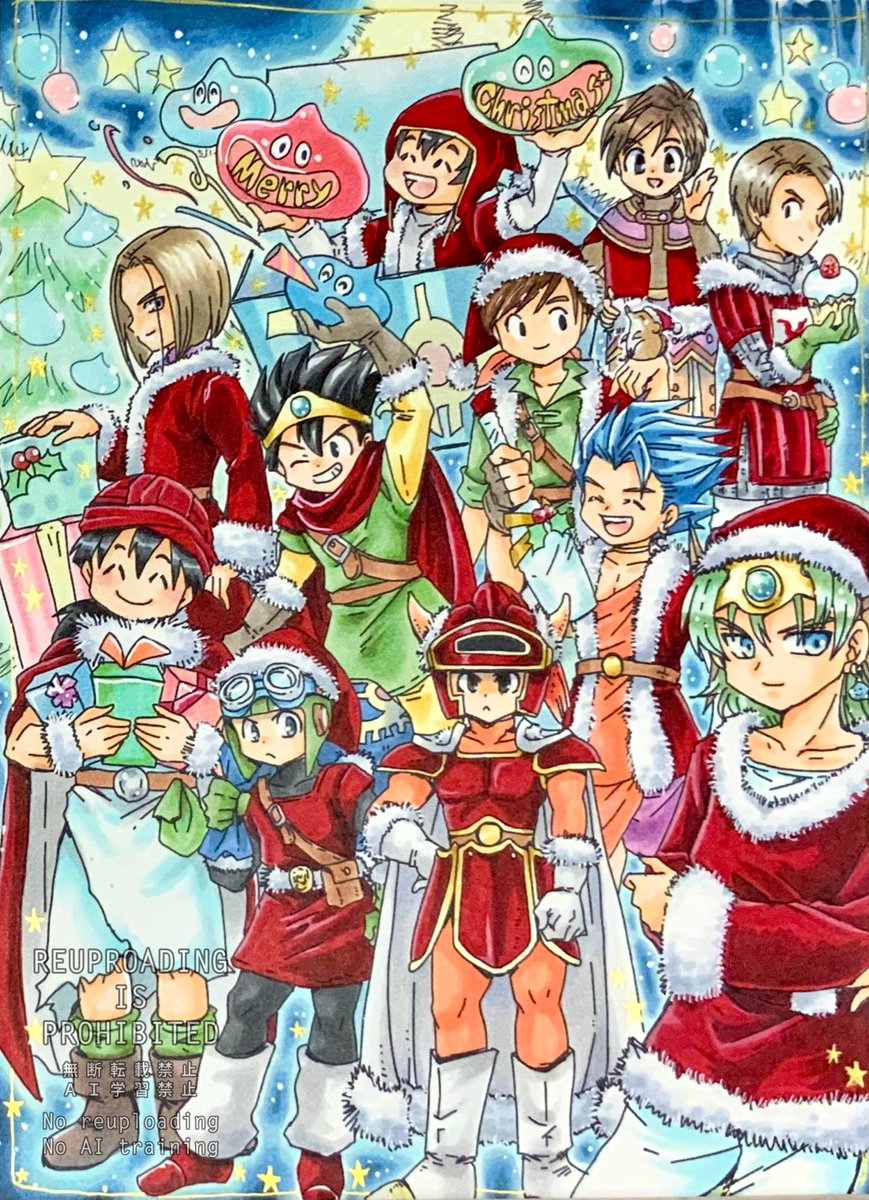 ai89187518's tweet image. 長女がなかなか寝なくて、サンタ業終わらない😂💦

昨日描いた女の子キャラ達と、同じ場所で描いてます☺️

良いクリスマスをー！🎄