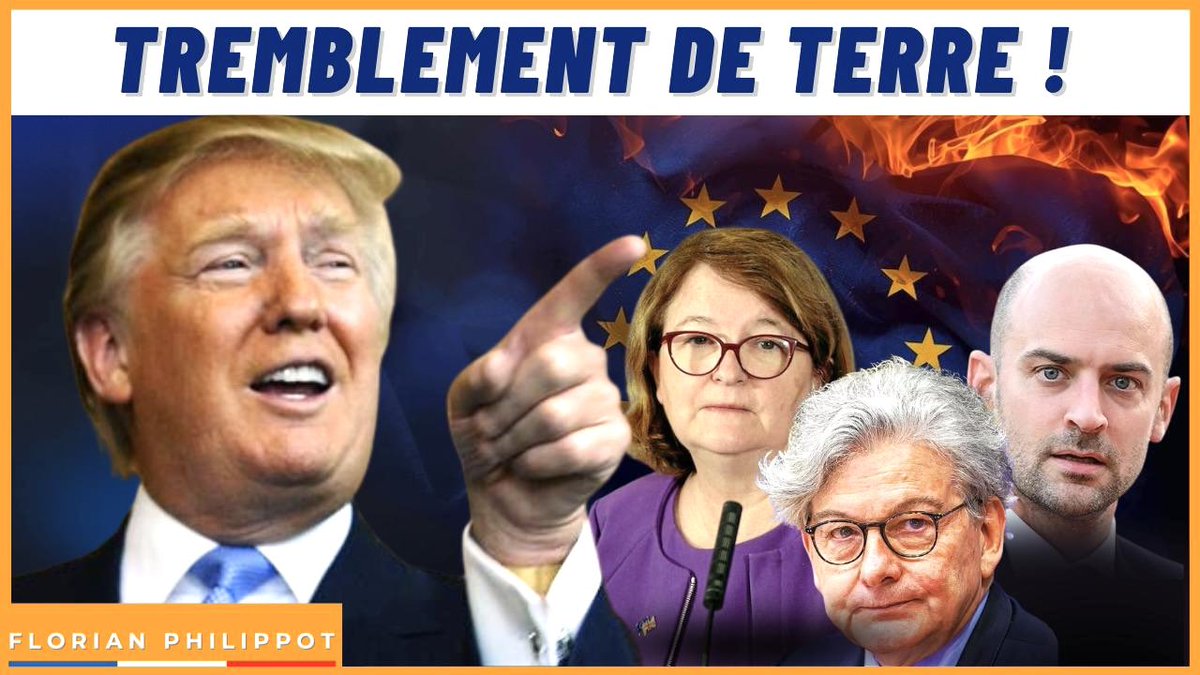 f_philippot's tweet image. Panique générale chez les eurogagas après le coup de filet trumpiste au sein de la clique des censeurs ! ⤵️

Premières sanctions annoncées, qui seront suivies d’autres, contre les bourreaux des libertés !

Thierry Breton et ses copains : terminé !

Macron enrage, Von der Leyen…