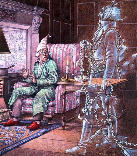 onionweigher's tweet image. Ebenezer Scrooge is visited by the ghost of his former business partner, Jeffrey Epstein.