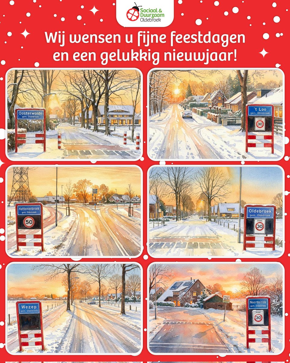Van Noordeinde tot 't Loo, van Oosterwolde tot Wezep en van Oldebroek tot Hattemerbroek: we wensen iedereen in onze mooie gemeente fijne feestdagen en een gelukkig 2026! 🎄

#SociaalEnDuurzaamOldebroek