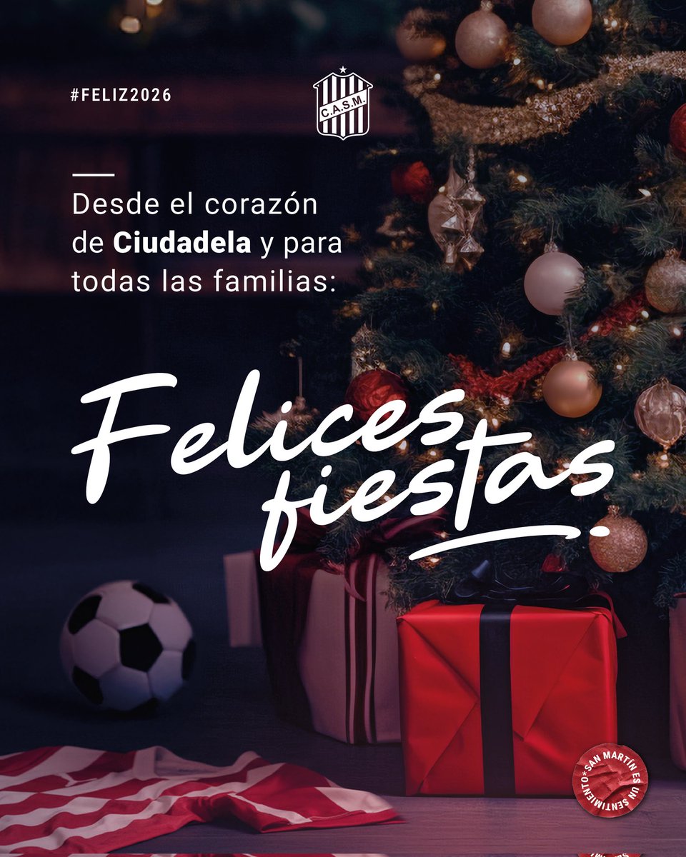 ¡Feliz Navidad a todo el pueblo Ciruja!

Que en estas fiestas brindemos con el orgullo de pertenecer a la familia inigualable del "Santo". ¡Brindemos por los colores más lindos del mundo! 
¡Vamos Ciudadela! 🔴⚪🔴