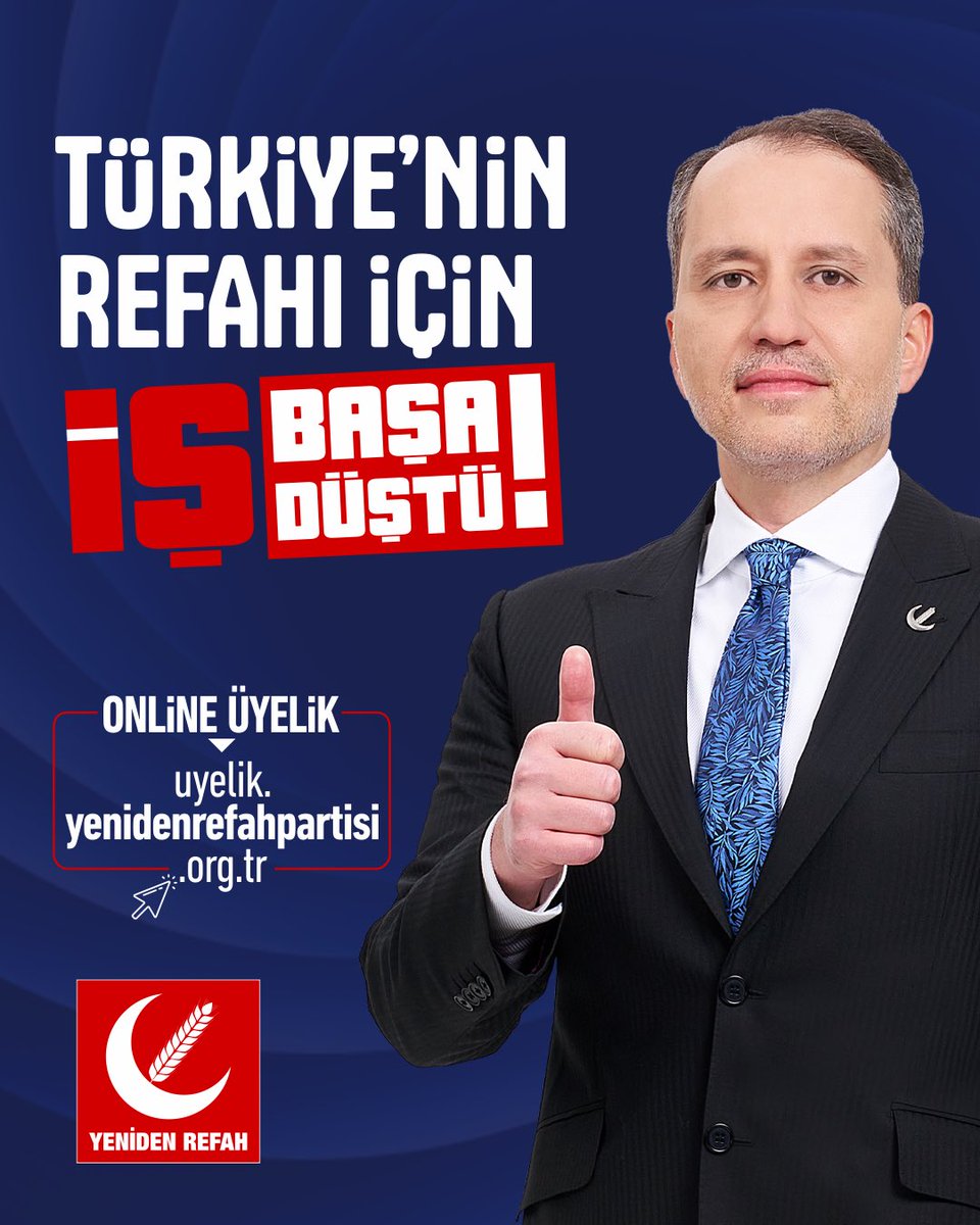 Türkiye’nin Refahı İçin İş Başa Düştü! 

Online Üyelik ⬇️
uyelik.yenidenrefahpartisi.org.tr