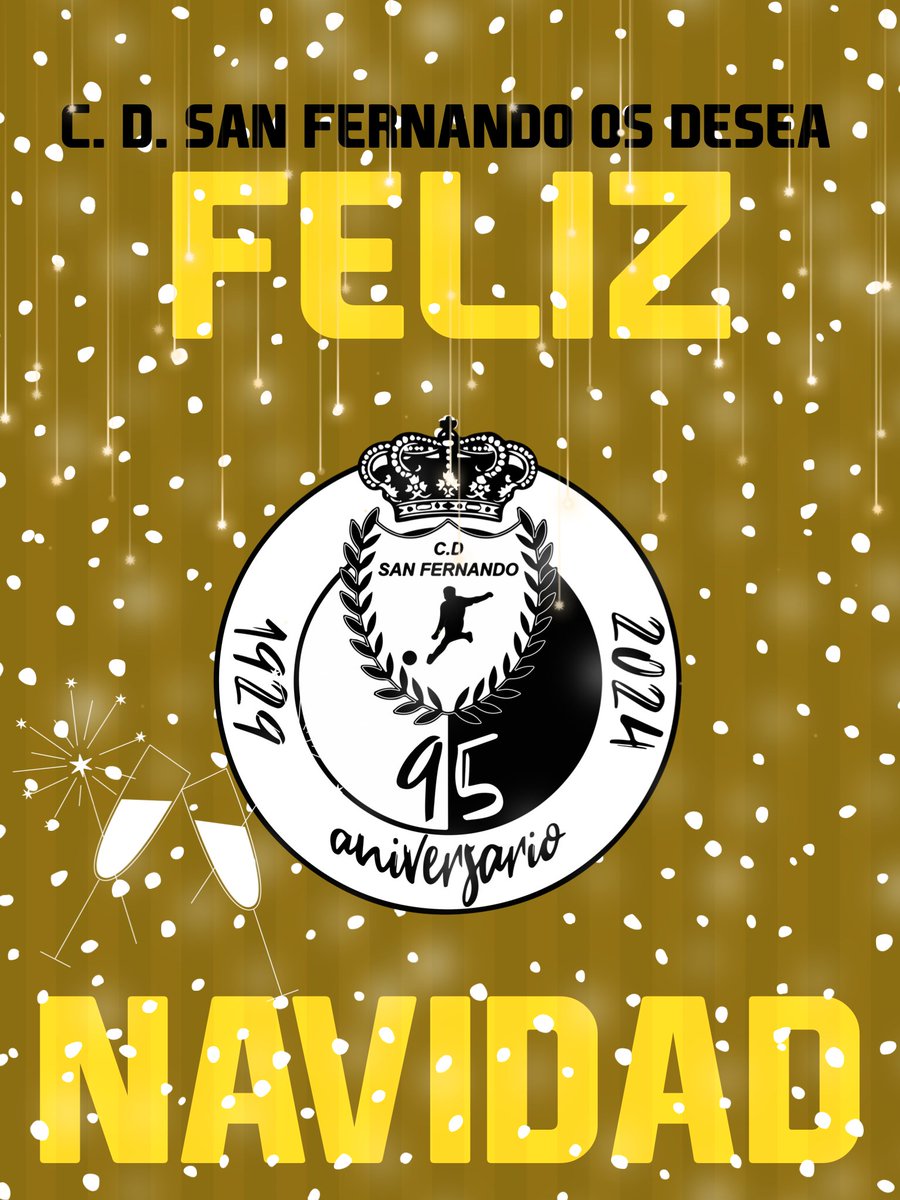 C. D. San Fernando desea a toda la familia SANFER, seguidores, amantes del fútbol y a todo el mundo en general ¡FELIZ NAVIDAD!

Que los próximos días de fiesta sean de regocijo y celebracion con los seres más queridos.

🥂🎅⛄️❄️