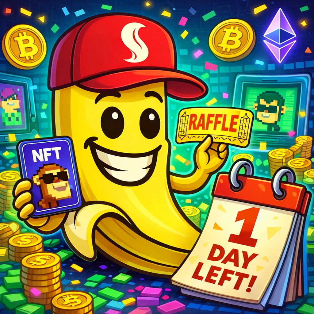 NANA_Supra's tweet photo. 🚨 LAST DAY ALERT! 🚨

🍌 ONLY 1 DAY LEFT before the BIG $SUPRA RAFFLE 🎉🔥
🖼️ There are still $NANA NFTs available to enter
🎟️ More NFTs = more chances to win 👀💰

🎁 10 WINNERS  - 50,000 $SUPRA EACH !

💎 BONUS REWARDS BY RARITY 💎
🔥 Legendary NFT win → +10,000 $SUPRA
🔥 Mythic NFT win → +50,000 $SUPRA

💥 That’s up to 100,000 $SUPRA TOTAL if you hit the big one 🍌🚀

This is the final peel… don’t miss it 🍌💥
👉 Grab your NFT NOW:
 https://t.co/XuFkGRURmI

LFG $SUPRA FAM 🚀🍌🔥

#NANA #SUPRA #Giveaway #NFT #Crystara #memecoin #Airdrop