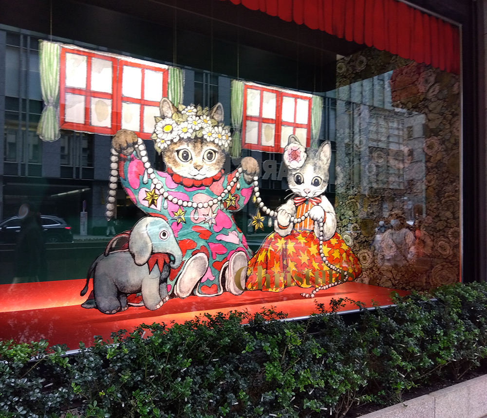 fcfd7's tweet image. ✨メリクリ✨🎄先日行った高島屋でヒグチさん🐱🎄展示が可愛かった