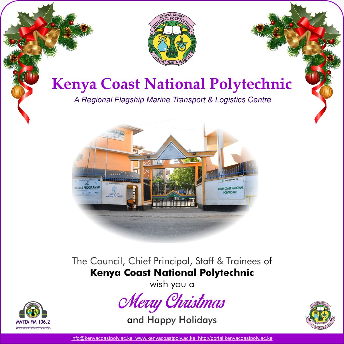 kenyacoastnpoly's tweet photo. The Council, the Chief Principal, staff, and trainees of Kenya Coast National Polytechnic wish you a joyful Christmas season.
As we celebrate this time of love, hope, and togetherness, we reflect on the values of unity, gratitude, and goodwill that bring us closer as a community. https://t.co/NuBQME17aP