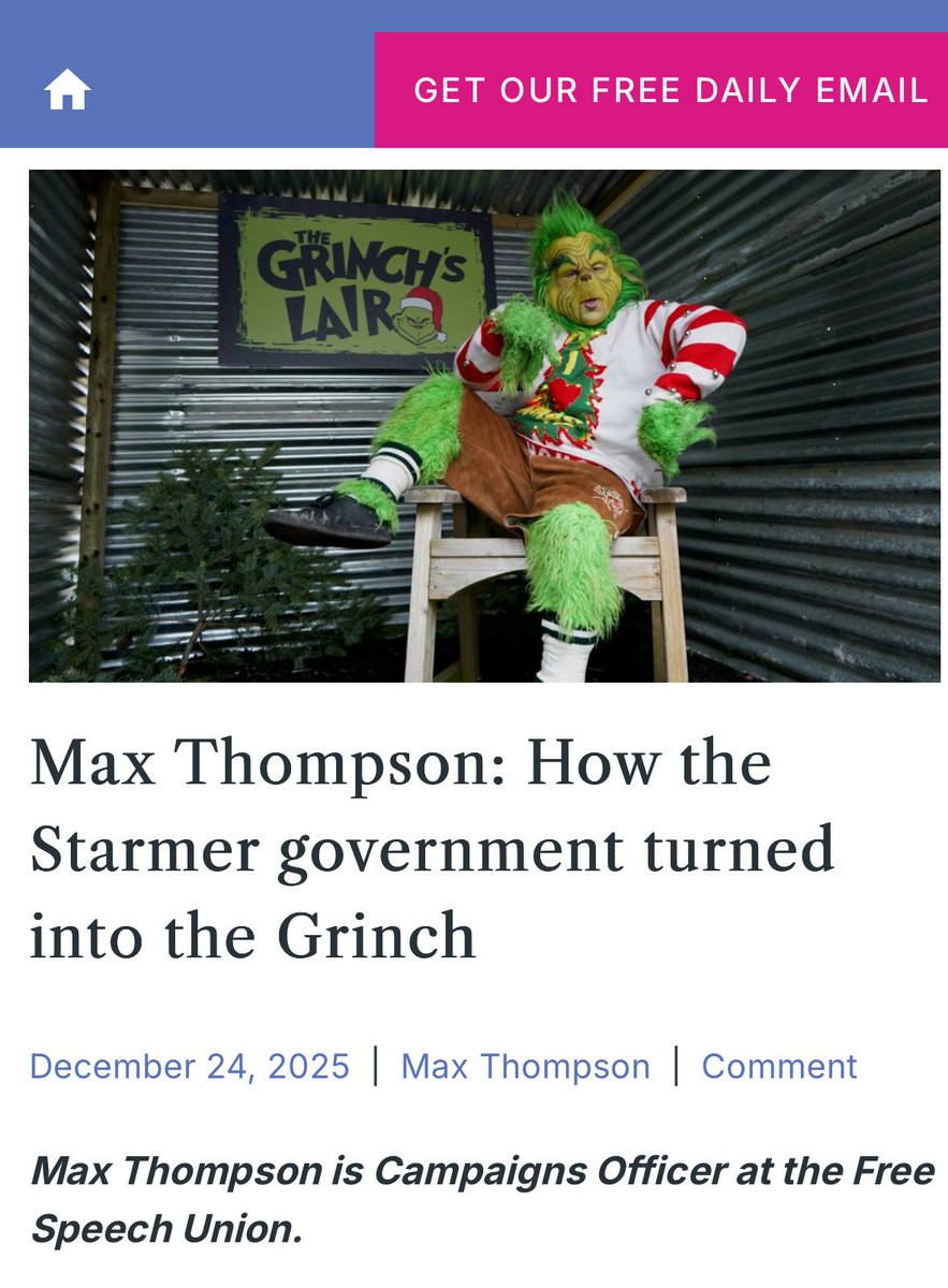 MaxHThompson's tweet image. There’s stiff competition for the Grinch of the Year Award 2025 — but my money’s on our puritanical leader, Sir Keir Starmer.

Read my piece in @ConHome Home 👇