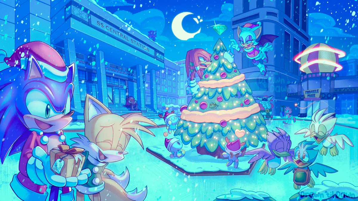 DrawnTilDawn's tweet photo. Sonic &amp; Friends returned to Station Square this season to visit some old friends~

Happy Holidays, and I hope you all have a wonderful New Year ❄️ https://t.co/wfUizzEF3O