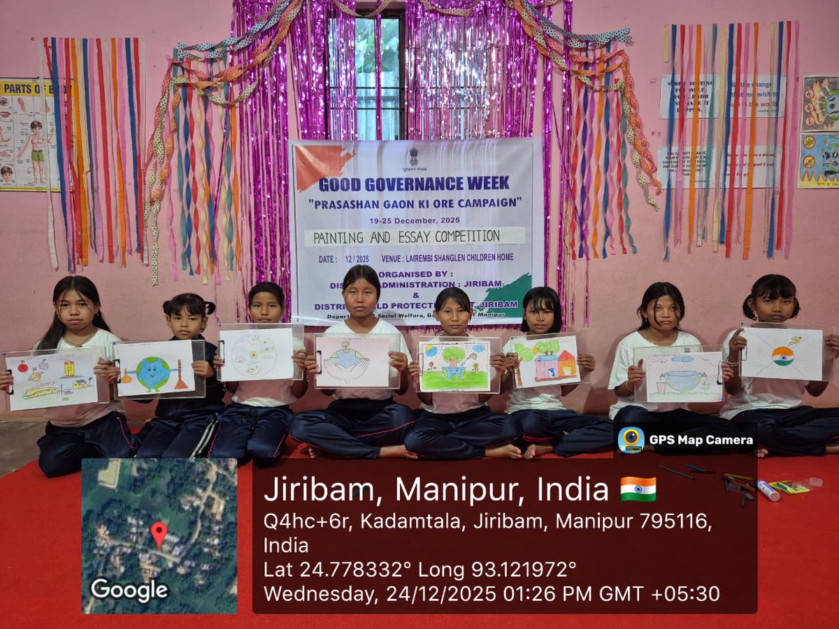 JiribamDC's tweet photo. DCPO under the leadership of Shri Krishna Kumar IAS, DC/DM, conducted Essay writing competition at Lairembi Shanglen children Home as a part of Good Governance Week - Prashasan Goan Ki Ore” #GoodGovernanceWeek2025
@PIB_India @DARPG_GoI https://t.co/9CLO2vLBBq