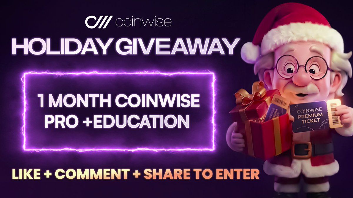 beCoinWise's tweet image. GIVEAWAY - WIN 1 MONTH PRO + EDUCATION  
We’re running a quick Holiday Giveaway to celebrate the Coinwise Christmas &amp;amp; New Year Sale! 
Winner receives 30 DAYS of Coinwise Pro + Education!   

How to Enter (X / Twitter): 
→ Like the post: Christmas x New Year SALE 
→ Comment your…