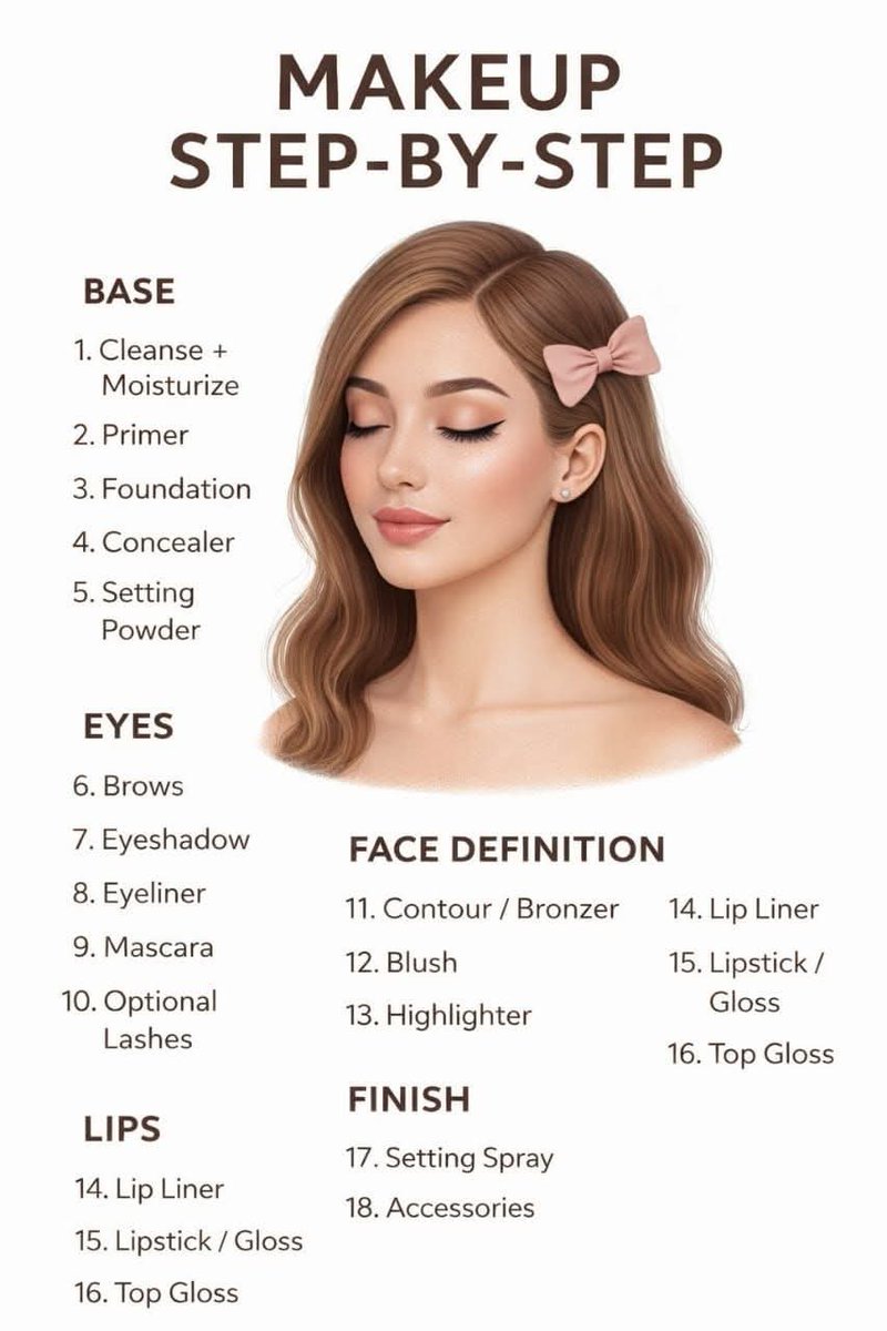 elizabethMar55's tweet image. ✨ Save this step-by-step makeup guide for creating a flawless look anytime 💄
If this helps you, show some love with a ❤️ and keep it saved for later ✨
#MakeupSteps #FlawlessMakeup #MakeupRoutine #BeautyTips #SaveForLater #GlowUp