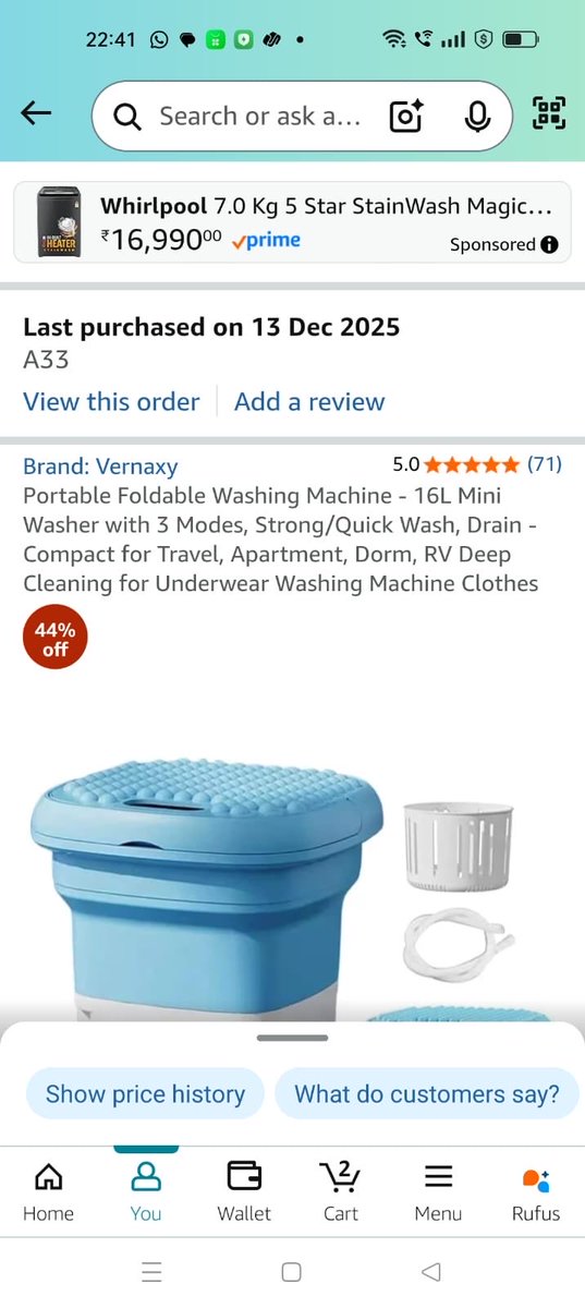 foram_05's tweet photo. @amazonIN 
Purchased portable washing machine from amazon on 13th Dec which had 5 star ratings with 71 reviews. But the product that got delivered was completely different from what was ordered .And the app is not processing return. This is complete fraud on part of amazon. https://t.co/31rIq010Lr