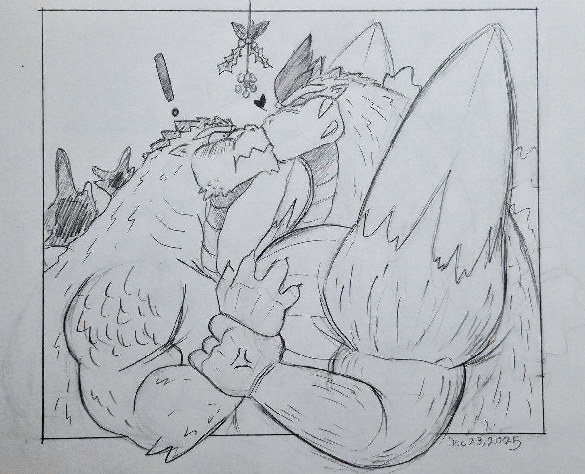 BasicArtist1983's tweet image. Well, a deals a deal. I said if SpaceGodzilla got into Supernova, I'd draw my fangoji kissing him. I also figured I'd make it Christmas themed, so I drew a mistletoe as well. 

Although it seems Space G. is doing all the kissing... Oh well~ 

#GodzillaXKongSupernova