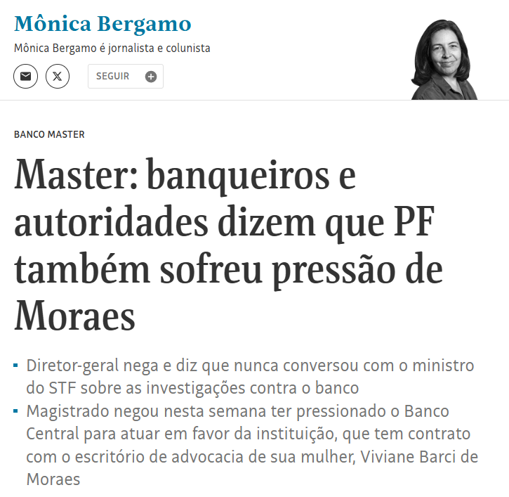 Como é que é????
Moraes mandando na PF?? Não acredito!
