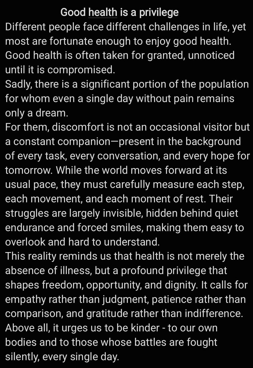 Good health is a privilege