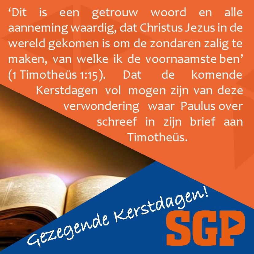 Bestuur, fractie, steunfractie en wethouder van de SGP Staphorst wensen u/jou gezegende Kerstdagen.