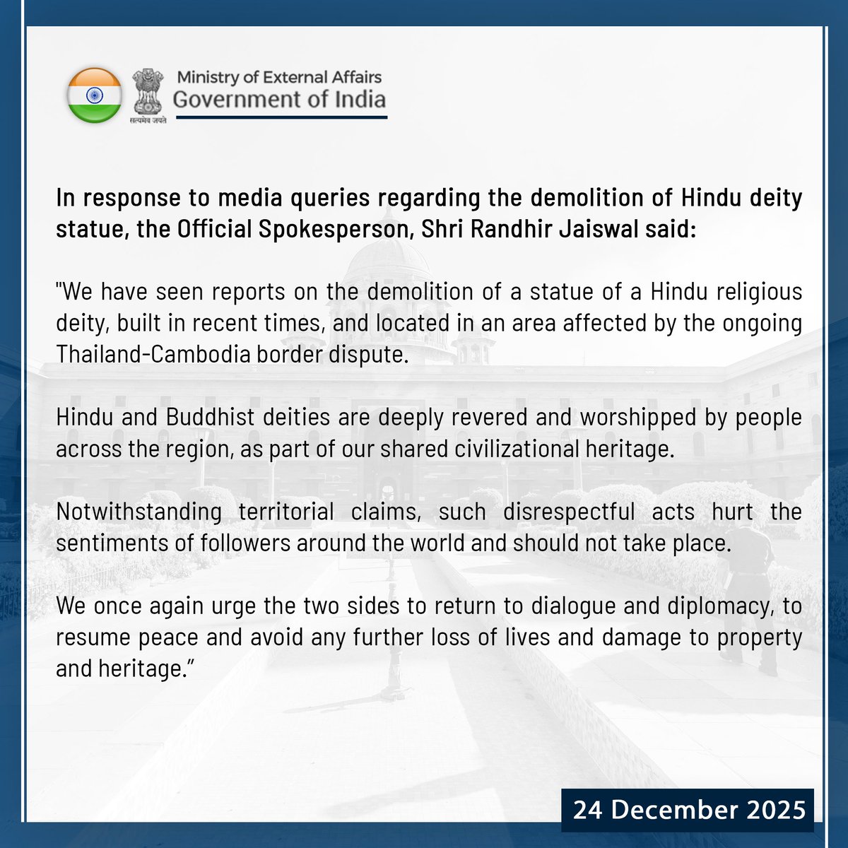 MEAIndia's tweet image. Our response to media queries regarding the demolition of Hindu deity statue ⬇️

🔗bit.ly/45ner8I