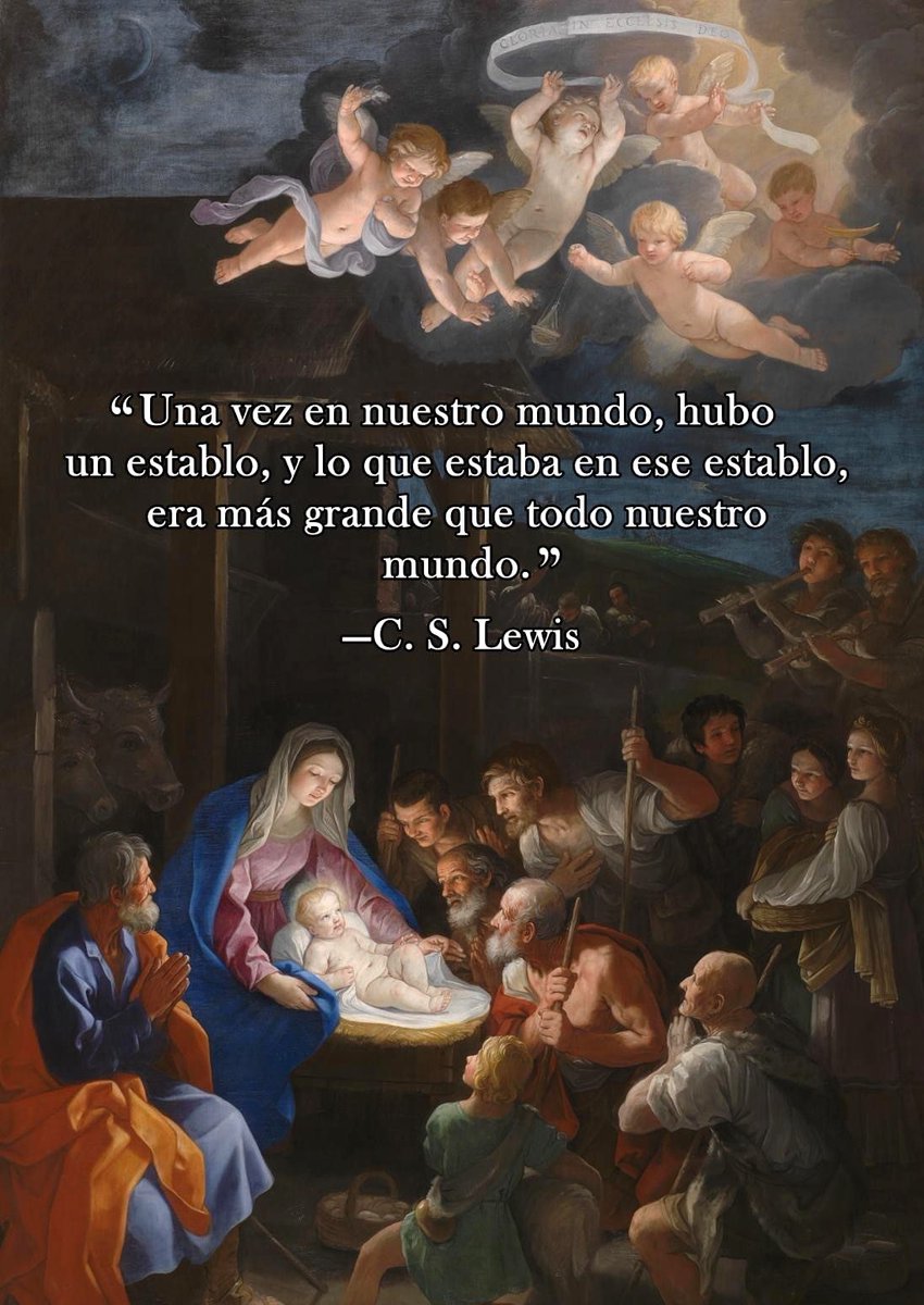 UnaVoceSevilla's tweet photo. C.S. Lewis: "Una vez en nuestro mundo, hubo un establo, y lo que estaba en ese establo, era más grande que todo nuestro mundo" 

#Nochebuena #Nacimiento #Jesucristo #Navidad #24dicembre https://t.co/SRu7ClrPER