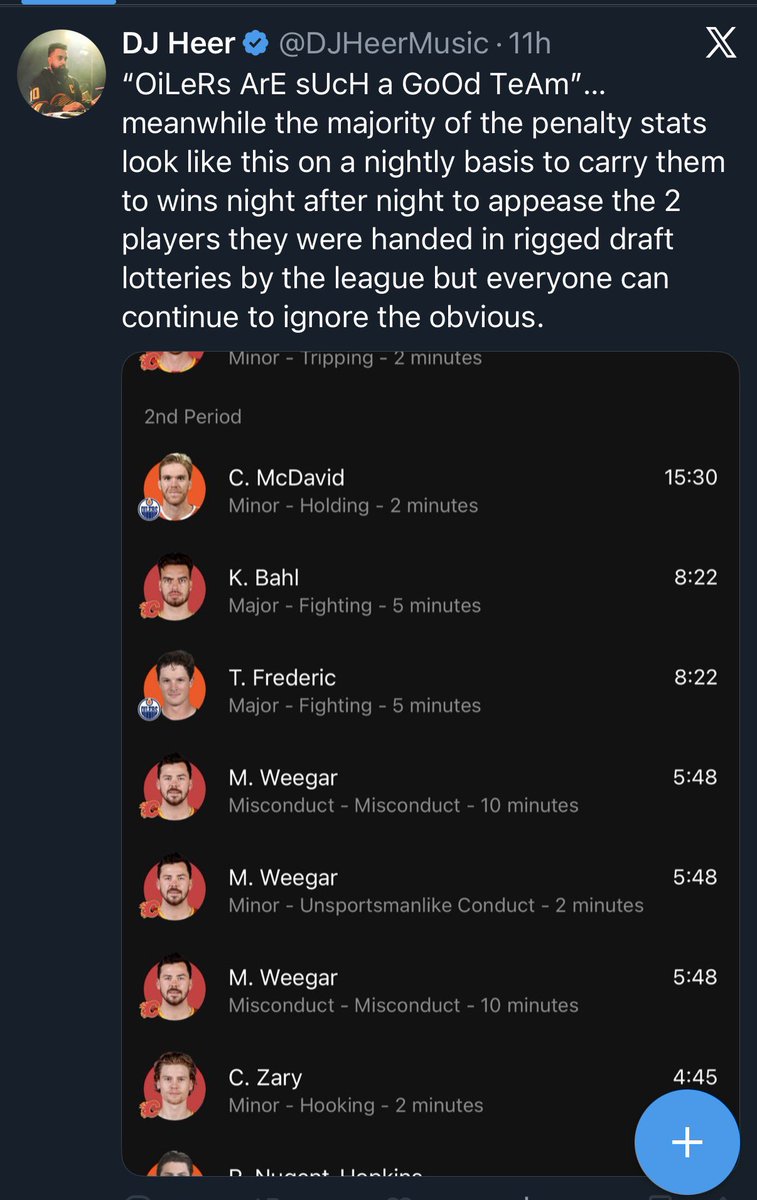 SpuddyMcKenzie's tweet image. Oilers going into the night were in the bottom of the league in penalties drawn, whereas the Canucks are FOURTH in PP/G. 
Leon was third overall in a draft where no one thought he would be as good as he is.
DJHeer has no credibility and needs to shut the fuck up.