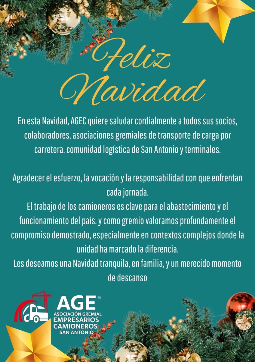 Feliz navidad les desea Agec!

<a href="/ColsaSAI/">COLSA</a> <a href="/elpuertodechile/">Puerto San Antonio</a> <a href="/STIPORT/">STI</a> <a href="/fedequinta/">fedequinta</a> <a href="/PortalPortuario/">PortalPortuario</a> <a href="/mundomaritimo/">MundoMaritimo</a> <a href="/pasioncamionero/">Pasion de Camionero 🚛🇨🇱</a> <a href="/biobiovalpo/">BioBio Valparaíso</a>