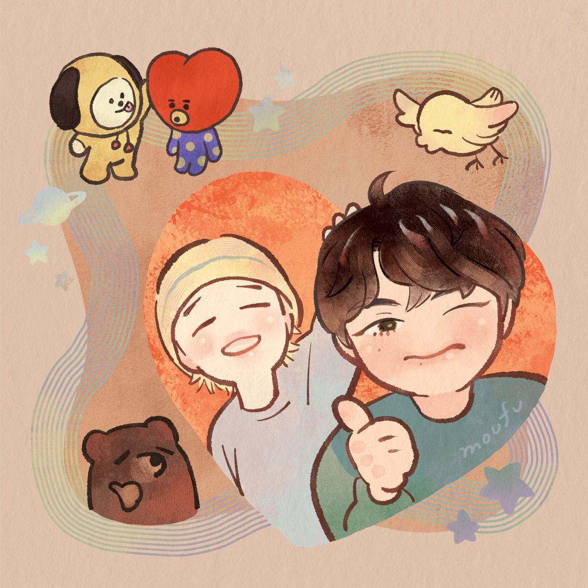 moufu_v7's tweet image. 🐥🧡🐻
#btsfanart #BTS #jimin #Taehyung #구오즈 #95z