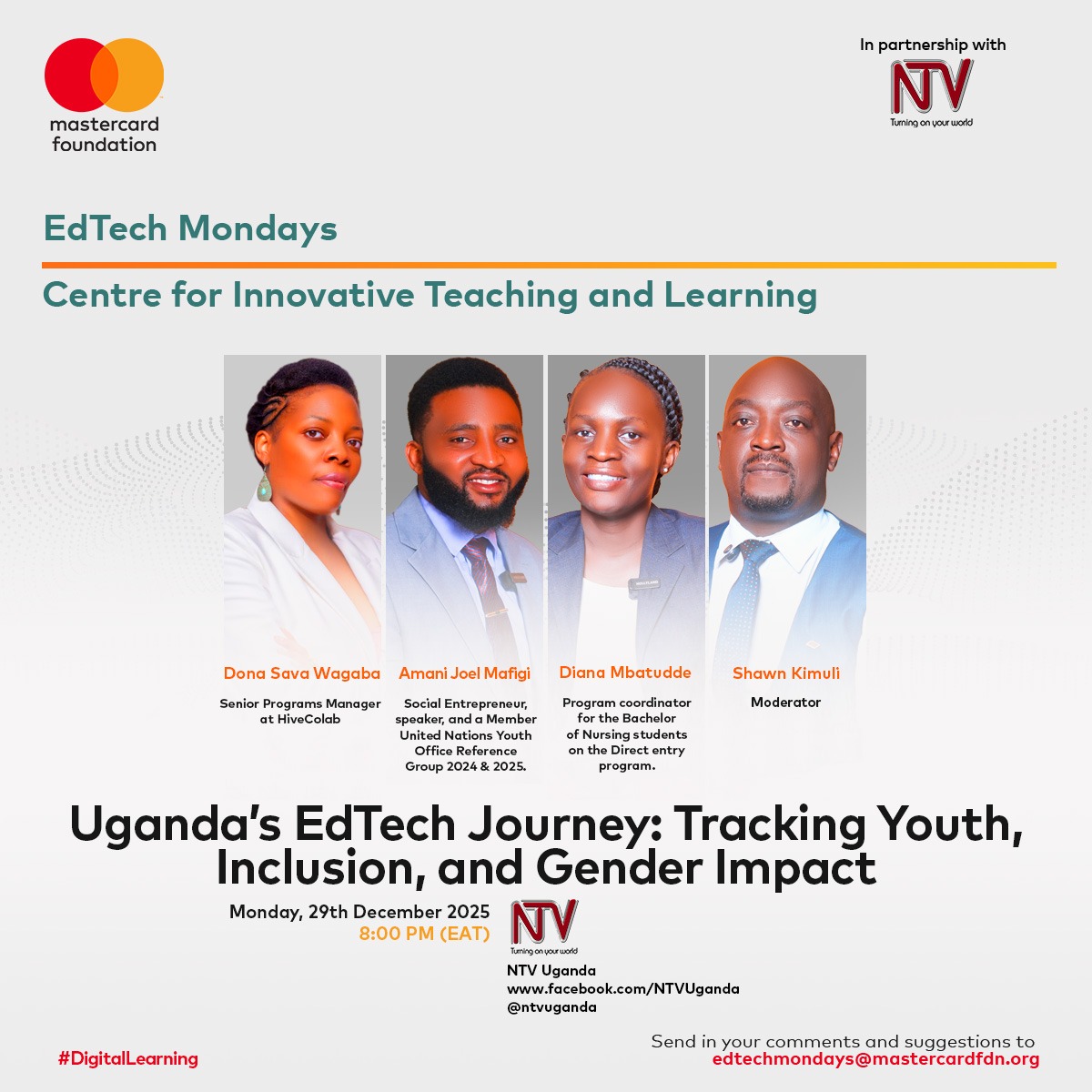 ntvuganda's tweet image. Education technology can open doors, but only if inclusion is intentional.

Join us this Monday for a critical look at access, equity, and opportunity.
#EdTechMondays 

@MastercardFdn