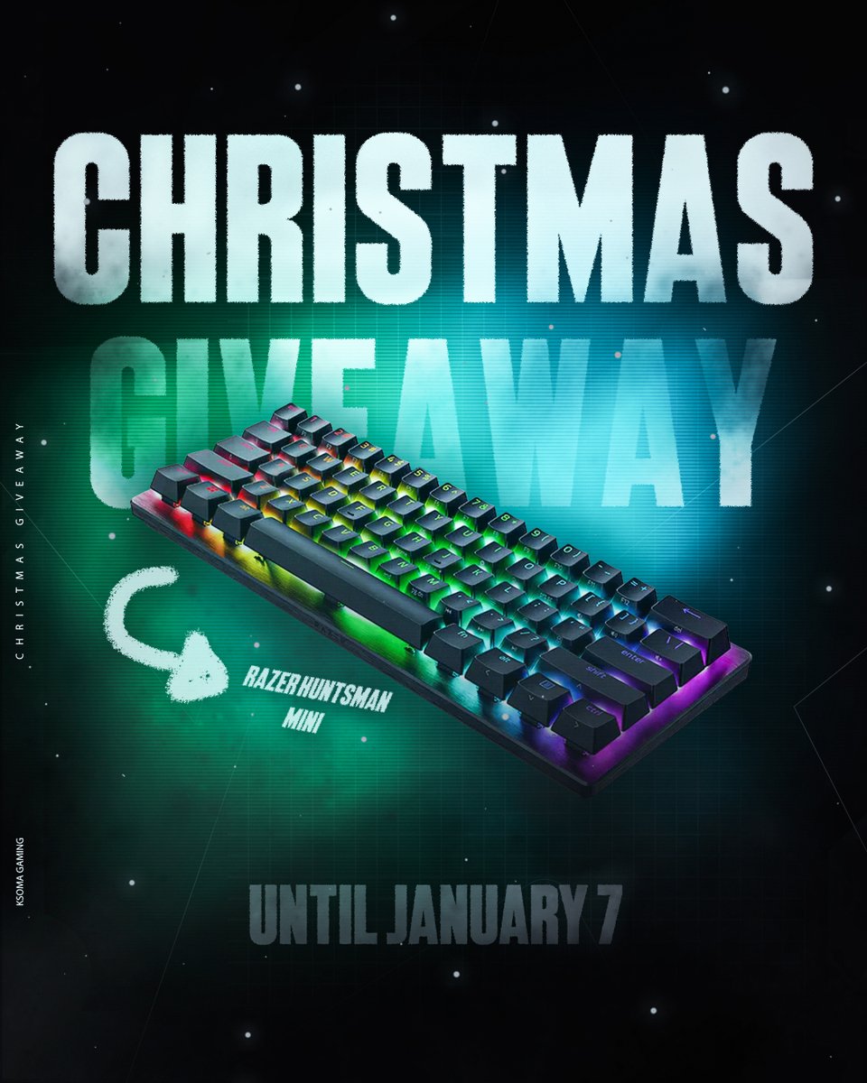 KosmaGaming's tweet image. 🎄 KOSMA GAMING CHRISTMAS GIVEAWAY 🎄

We’re giving away a RAZER HUNTSMAN MINI as a thank you for your amazing support! ⌨️🔥

To enter:
⭐️: Follow @KosmaGaming
⭐️: Repost this tweet
⭐️: Tag 2 friends under this tweet

📅 The winner will be announced on January 7th
