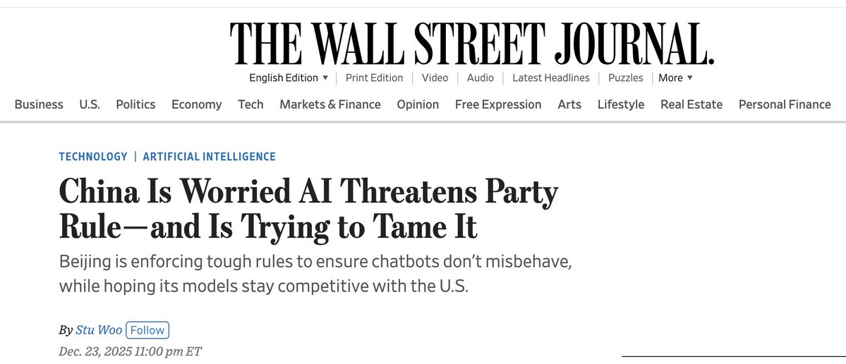 Big AI Lobbyists: If the US regulates AI, China won't

Meanwhile, in China: "Concerned that AI could threaten CCP rule, Beijing is taking extraordinary steps to keep it under control."