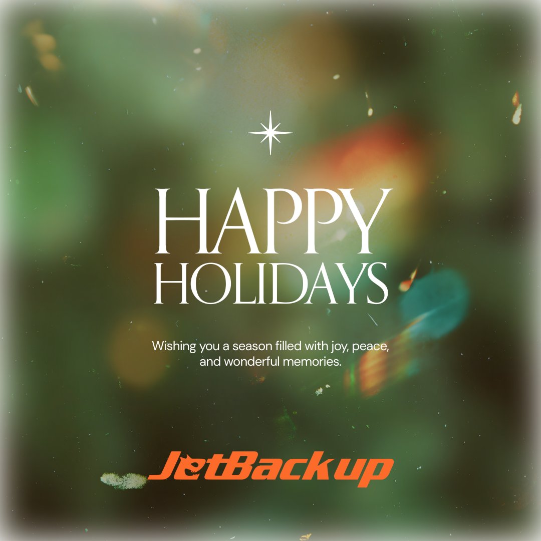 JetBackupHQ's tweet image. Wishing you and yours a very Happy Holidays from all of us at JetBackup.

#SEASONGREETINGS #HAPPYNEWYEAR #WEBSITEBACKUP
