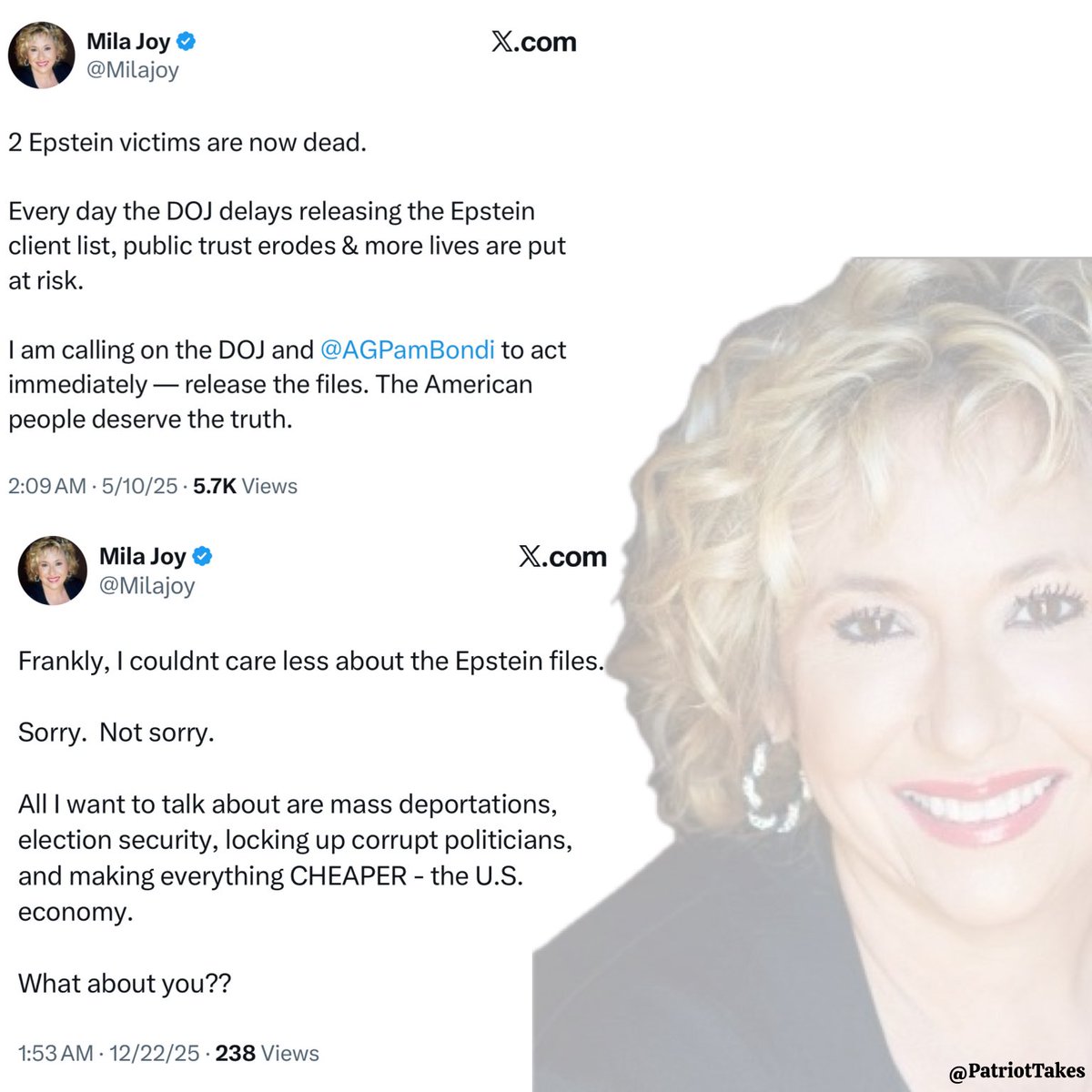 Hmmmm? Wonder what changed in 7 short months??

<a href="/Milajoy/">Mila Joy</a> don't care because <a href="/realDonaldTrump/">Donald J. Trump</a> is all over the files and we've barely seen anything yet!!