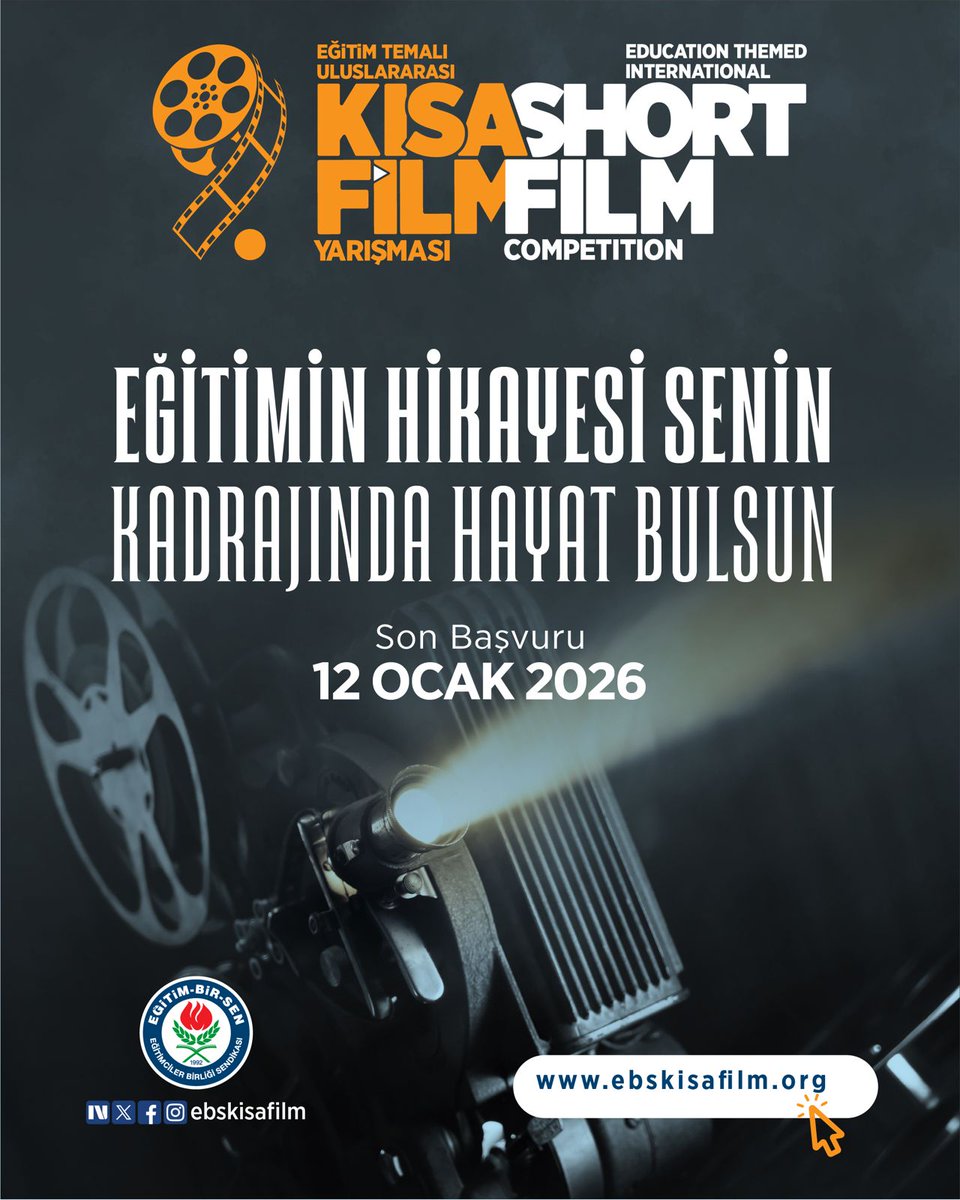 🎬 Eğitimin hikayesi senin kadrajında hayat bulsun!

Eğitim-Bir-Sen’in düzenlediği Eğitim Temalı 9. Uluslararası Kısa Film Yarışması, amatör ve profesyonel tüm yönetmenleri kadrajlarını eğitime çevirmeye davet ediyor. 

Eğitime dair hikayeler beyaz perdeye yansıtılmak için seni