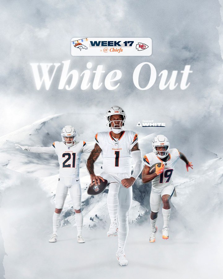 <a href="/fashion_nfl/">NFL Fashion Advice</a> The Broncos will be delivering this on Christmas Day in their White Outs 🤍 A fan favorite that doesn’t get worn often