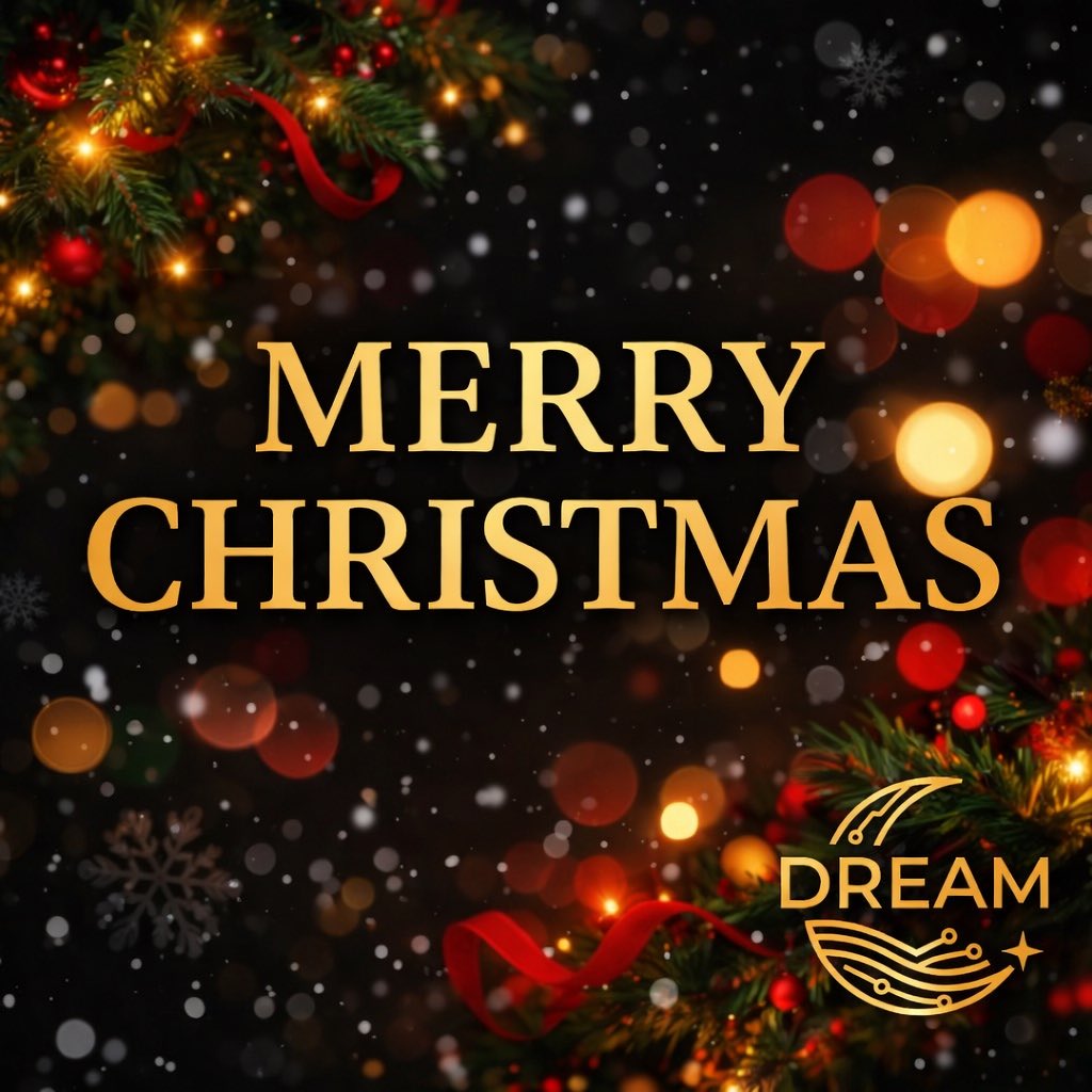 THEDREAMCoin777's tweet photo. Warm Christmas greetings from the $DREAM Coin Team 🎄

Merry Christmas to everyone around the world.
May all our $DREAM ‘s  come true, and may success find each of us in life. ✨💫

#DREAMCOIN #MerryChristmas #Christmas2025 https://t.co/EbOIK2Gfdx