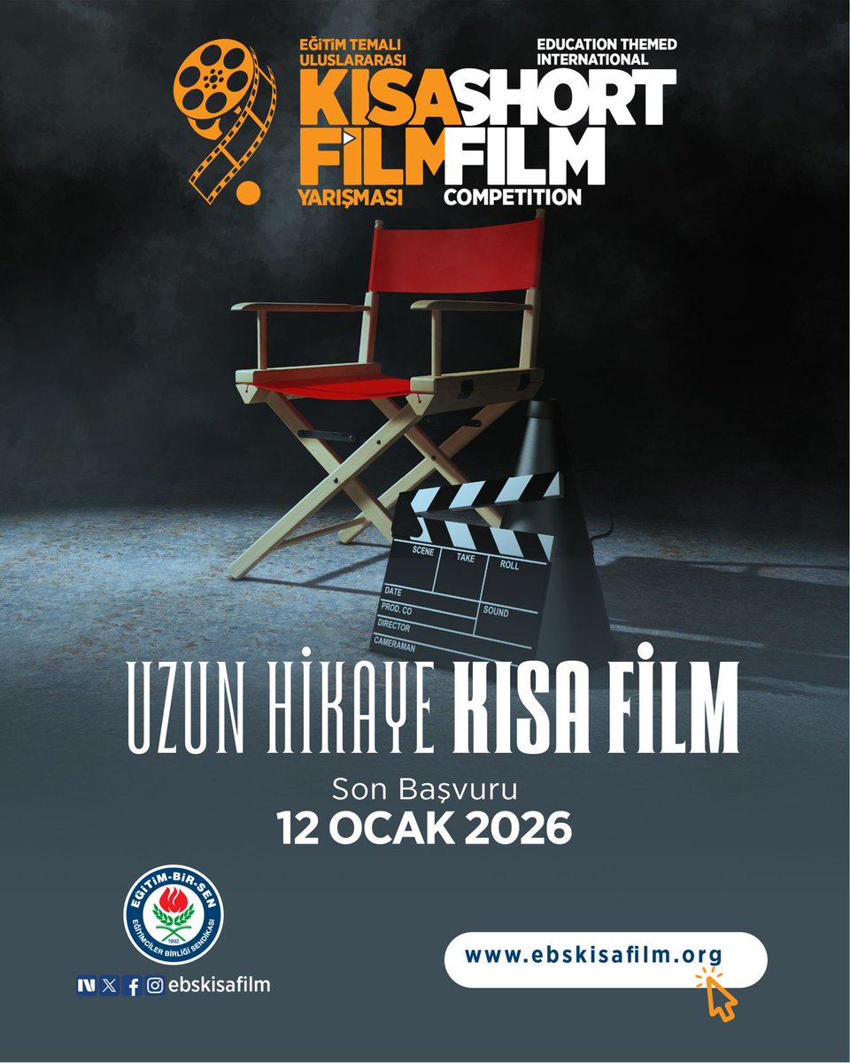 🎬 Uzun hikaye, kısa film

Eğitim-Bir-Sen olarak bu yıl 9. kez düzenlediğimiz Uluslararası Kısa Film Yarışması ile eğitim süreçlerinin zorluklarını ve ilham veren hikayelerini sanatın gücüyle anlatıyoruz.

Eğitimin yüreğe değen hikayelerini senaryolaştır, kadrajını ayarla. Kısa