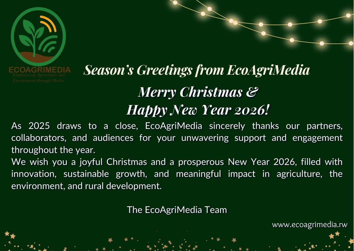 Season’s Greetings from EcoAgriMedia Merry Christmas &amp; Happy New Year 2026! 
As 2025 draws to a close, EcoAgriMedia sincerely thanks our partners, collaborators, and audiences for your unwavering support and engagement throughout the year.
We wish you a joyful Christmas and a