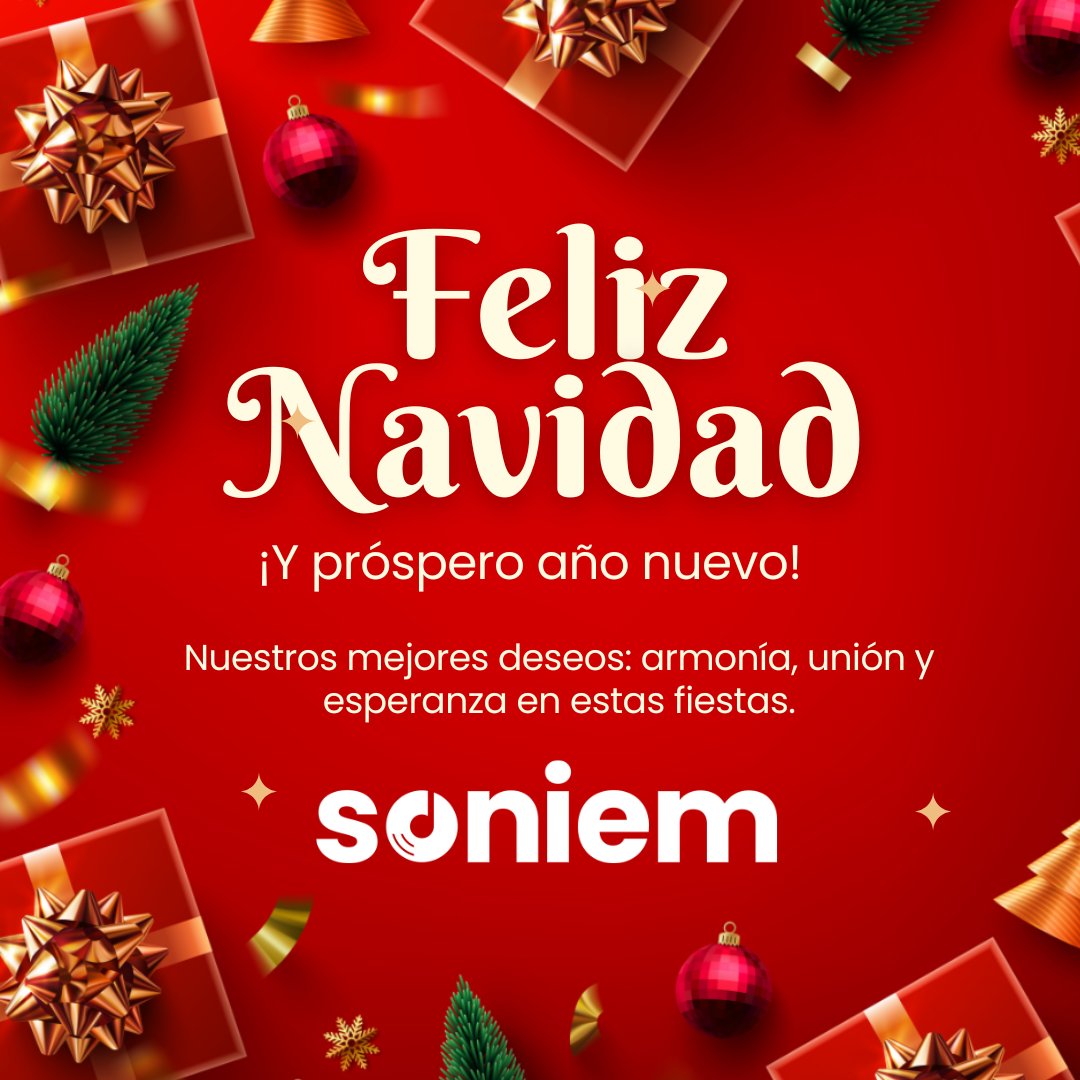 🎄✨ Felices Fiestas de Navidad ✨🎄
La Presidenta, el Consejo Directivo y el personal administrativo de SONIEM expresan su saludo y reconocimiento a todos los Intérpretes y Ejecutantes de la Música que forman parte de nuestra institución. 🎤🎶