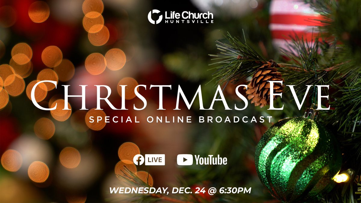 🎄 Make plans to join us for a special Christmas Eve online only broadcast with Pastor Victor and Jamie tonight at 6:30pm on Facebook and YouTube! #christmasatlch