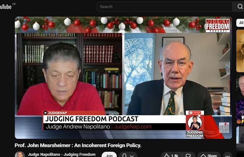 YUrbai's tweet image. #note_yusuf : I believe that #DTrump converted to Judaism (Talmud/Torah)
Prof. John Mearsheimer : An Incoherent Foreign Policy.
youtube.com/live/27r7ZK1Pn…
Judge Napolitano - Judging Freedom